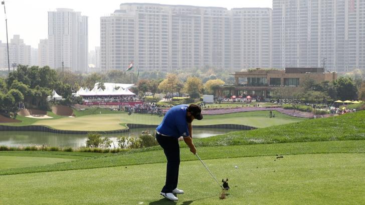 Andrew Johnson on the 18th at DLF Golf Club
